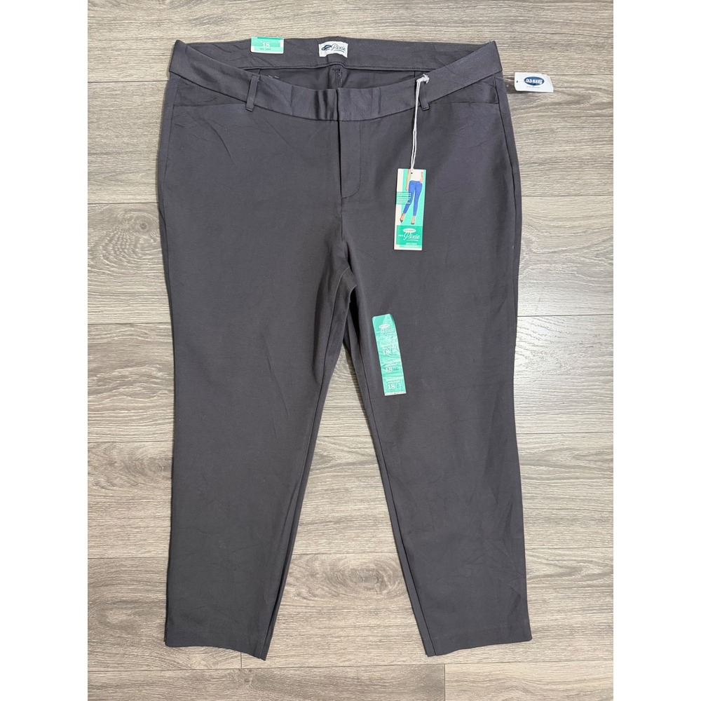 Old Navy Pixie Charcoal Gray Ankle Pants Women 18 Regular Mid Rise Stretch Twill